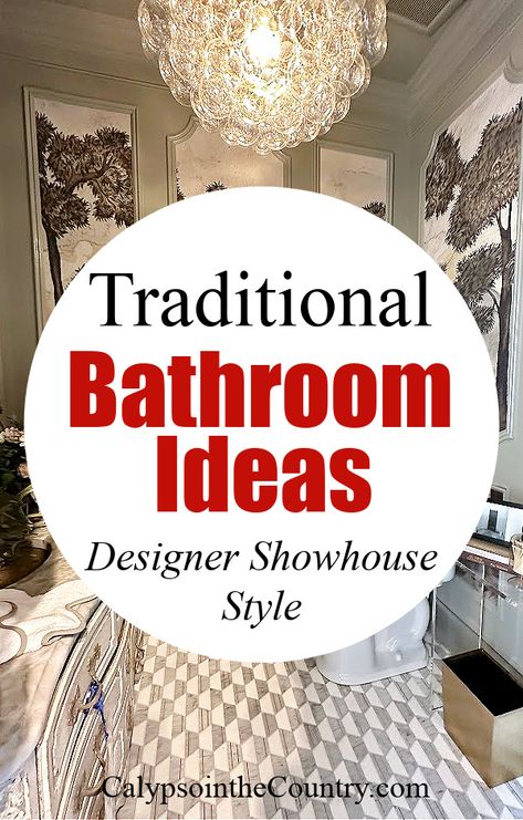 Traditional Bathroom Ideas (Designer Showhouse Style) Traditional Bathrooms Remodel, Classic Bathrooms Traditional, Traditional Style Bathroom Ideas, Master Bath Inspiration Traditional, Traditional Bathroom Decor Ideas, Timeless Master Bath Ideas, French Country Shower Tile, Timeless Bathroom Tile Ideas, Southern Bathroom Ideas