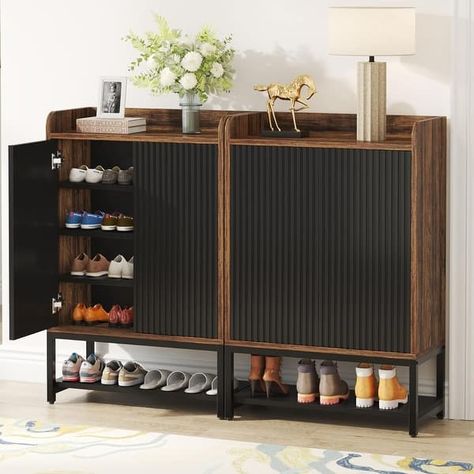 Shoe Storage Cabinet with Door for Entryway - Bed Bath & Beyond - 40315118 Shoe Cabinet With Doors, Shoe Storage Cabinet With Doors, Cabinet Shoes, Shoe Storage Design, Slim Shoe Cabinet, Shoe Rack Organizer, Closet Shoe, Small Entrance, Shoes Rack