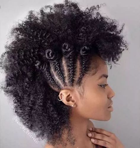 Braided Mohawk Hairstyles, Bantu Knot Hairstyles, Faux Hawk Hairstyles, Long Shag Haircut, Curly Hair Braids, Mohawk Braid, Hair Knot, Mohawk Hairstyles, Cool Braid Hairstyles