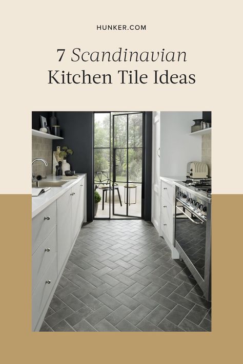 Scandinavian Kitchen Floor, Scandinavian Tile Floor, Scandinavian Flooring Ideas, Scandinavian Floor Tiles, Cement Tile Kitchen Floor, Nordic Tiles, Scandinavian Kitchen Tiles, Vinyl Tile Flooring Kitchen, Kitchen Floor Tile Patterns