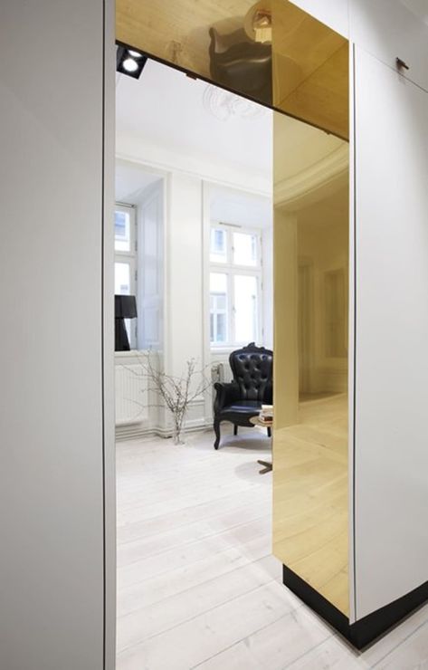 The Gold Standard: 10 Outrageously Beautiful Things | Apartment Therapy Gold Door, Door Interior, Gold Interior, Open Door, Design Del Prodotto, Architectural Details, Interior Door, Door Frame, Ikea Hacks