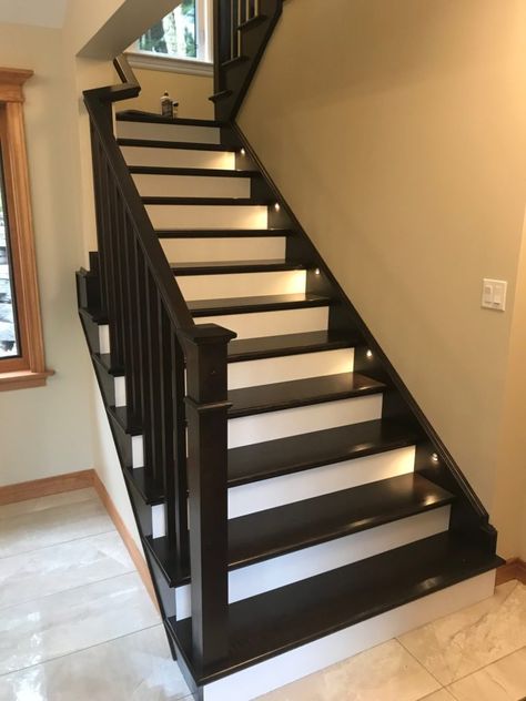 The Scotia Stairs Installers continue to do amazing work | Scotia Stairs Ltd. Stairs Entryway, Hardwood Stair Treads, Small Dining Room Set, Small Open Concept, Deck Staircase, Stairs Treads And Risers, Wood Stair Treads, Entryway Stairs, Living Room Floor Plans