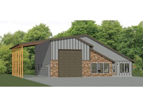 Shop With Living Quarters, Garage With Living Quarters, Shop Apartment, Metal Barn Homes, Rv Garage, Garage Apartment Plans, Pole Barn House Plans, Garage House Plans, Tiny Cabins