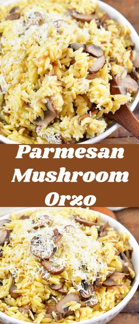 Simple Orzo, Orzo Recipes Side, Pasta Side Dish, Mushroom Orzo, Tomato Side Dishes, Orzo Pasta Recipes, Ground Turkey Pasta, Orzo Dishes, Mushroom Side Dishes