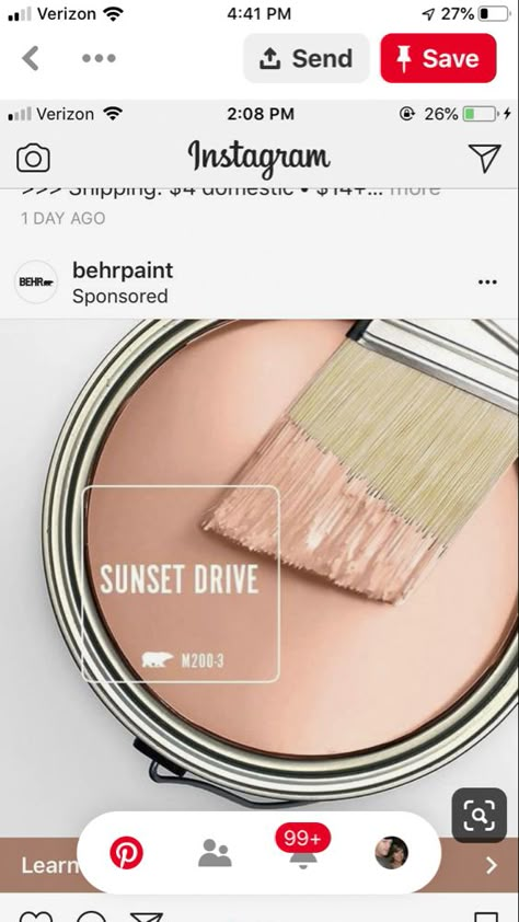 Peachy Pink Bathroom, Just Peachy Bathroom, Dusty Coral Paint, Salmon Wall Color, Peach Wall Paint, Sunset Drive, Behr Paint, Exterior Color Schemes, Pink Paint