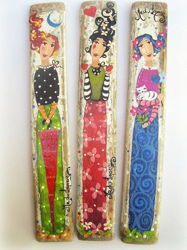 Pallet Art Painted, Modele Zentangle, Peace Poles, Peace Pole, Plank Art, Art Pole, Painted Post, Stick Art, Whimsical Paintings