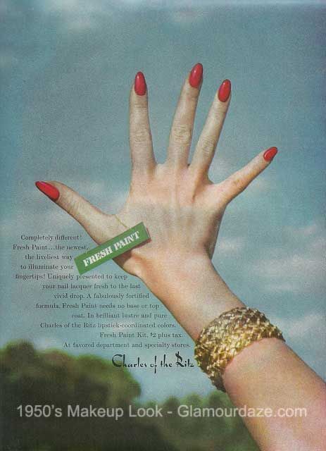 Nails design 1950s Nails, Vintage Nail Polish, 1950s Makeup, Vintage Beauty Ads, Nails Vintage, Patti Hansen, Natural Nail Art, Beauty Ads, Retro Makeup