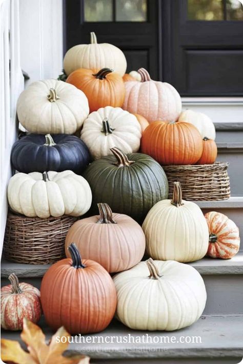 From cozy arrangements to pumpkin displays, these Fall Front Porch Ideas will inspire you to transform your porch into a beautiful seasonal retreat. As the crisp fall air rolls in, there’s nothing better than creating a warm and inviting front porch to welcome the season—and your guests!  Front Deck Fall Decor Autumn Terrace Decor Aesthetic Fall Decor Living Room Fall Front Porch Decor Pumpkin Front Door Decor Small Porch Studio Mcgee Fall Living Room Fall Porch Modern Large Porch Fall Decorating Ideas Decorating A Large Front Porch Pumpkins On Porch Steps, Porch Pumpkins Display, Deck Fall Decor, Pumpkin Displays Outside, Studio Mcgee Fall, Porch Fall Decorating Ideas, Porch Modern, Fall Decor Living Room, Aesthetic Fall Decor