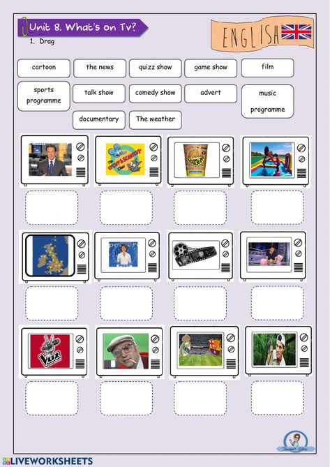 Tv programmes - Interactive worksheet Drama Activities, Teaching Reading Comprehension, Esl Vocabulary, Work Sheet, Kids Literacy, Action Verbs, Kids English, English Activities, School Worksheets