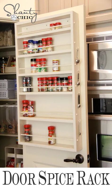 Build A Spice Rack, Butler Pantries, Door Spice Rack, Diy Spice Rack, Organized Pantry, Shanty 2 Chic, Diy Spices, Pantry Doors, Smart Tiles