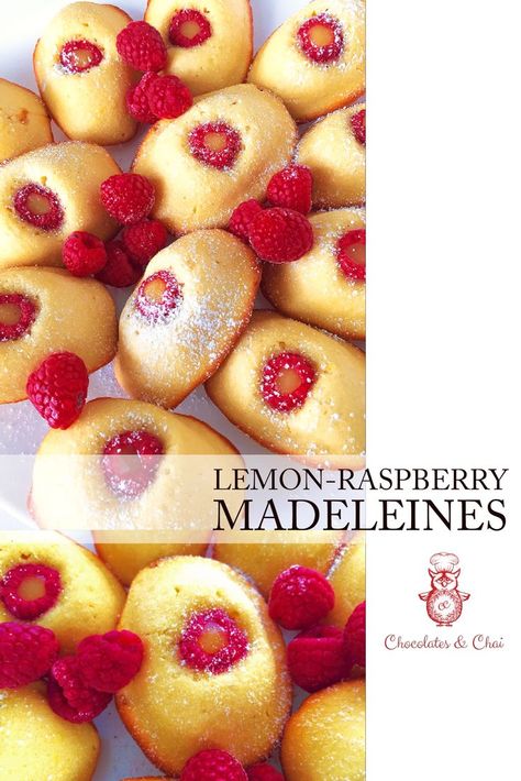 Lemon-Raspberry Madeleines | Chocolates & Chai | Recipes #recipe #baking Raspberry Madeleines, Raspberry Delight, Madeleines Recipe, Chai Recipes, Sweet Board, Madeleine Recipe, Spring Dessert, Lemon Curd Recipe, Recipe Baking