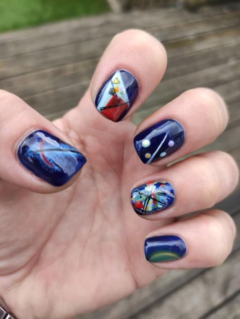 Kandinsky Nail Art, Ireland Nails, Men Nails, Nails Trend, Nails 2020, Art Nails, Blue Painting, Fashion Diy, Art Trends