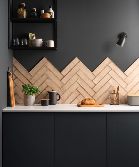 23 kitchen tile ideas to update floors and walls | Real Homes Splashback Ideas, Kitchen Splash Back, Contemporary Tile, Wall Tiles Design, Large Format Tile, Kitchen Splashback, Brick Tiles, Kitchen Tile, Boho Chic Decor