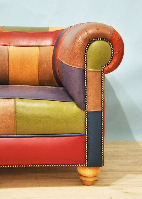 patchwork leather sofa | furniture + home decor Patchwork Furniture, Chesterfield Furniture, Patchwork Sofa, Best Leather Sofa, Deep Sofa, Sofa Leather, Leather Sofa Bed, Ikea Bed, Better Body