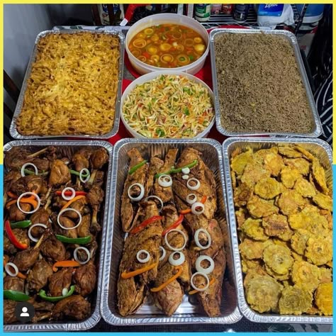 African Party Food Ideas, Haitian Wedding Reception Food, Haitian Food Catering, Jamaican Food Buffet, Jamaican Wedding Food Buffet, Carribean Food Catering, Haitian Fritay Platter, Haitian Wedding Food, Haitian Appetizers For Party