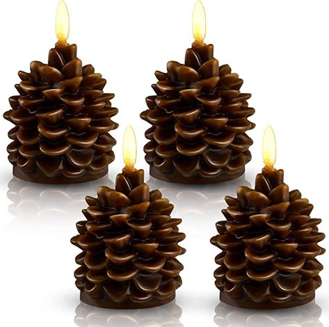 Amazon.com: 4 Pieces Christmas Pine Cone Flameless LED Candles Christmas Pinecone Candle Decorations Real Wax Unscented Battery Operated Candle for Thanksgiving Christmas Winter Holiday Decoration (Brown) : Home & Kitchen Cone Candles, Pinecone Candle, Acorn Decorations, Pine Cone Candles, Christmas Pine Cones, Winter Holiday Decorations, Pine Cone Decorations, Flameless Led Candles, Fabulous Christmas