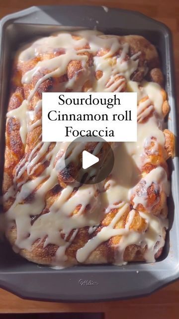 Anny Wiebe on Instagram: "Cinnamon roll focaccia. Thank you @actsofsourdough for creating this masterpiece. I’ll be making this weekly now, thanks. Double post today because it’s my birthday and I had to show you this deliciousness and you need to go make it. Okay bye thank you have a good day🫶🏼🫶🏼🫶🏼   #cinnamonroll #foccacia #sourdough #sourdoughfocaccia #cinnamonrollfocaccia" Breakfast Foccacia Bread, Sourdough Breakfast Foccacia, Sourdough Foccacia Bread Recipes, Cinnamon Focaccia Bread, Breakfast Foccacia, Sourdough Foccacia Bread Cinnamon, Jelly Donut Focaccia, Cinnamon Roll Focaccia, Cinnamon Roll Focaccia Bread Sourdough