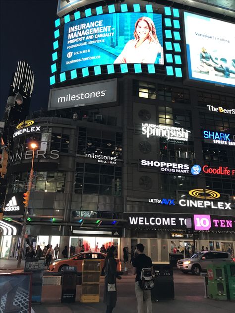 Dundas Square #Toronto Dundas Square Toronto, Random Aesthetics, Shahrukh Khan, Canada Travel, Property Management, Flower Crown, Life Is Good, Toronto, Crown