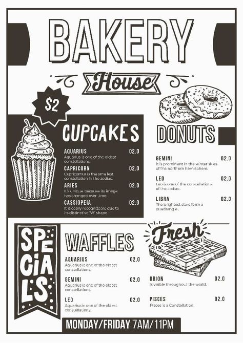 Hand-drawn Lettering Bakery Menu Home Bakery Menu Template, Homemade Menu Design, Bakery Menu Design Templates, Bakery Menu Ideas, Bakery Graphics, Bakery Menu Design, Menu Design Ideas Templates, Bakery Menu Template, Bakery Template