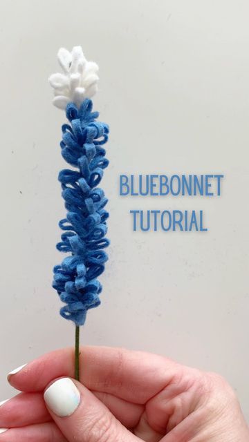 Wildflower Crafts, Bluebonnet Art Preschool, Bluebonnet Craft Preschool, Bluebonnet Wedding, Bluebonnet Craft, Crochet Blue Bonnet Flower, Felt Wildflowers, Blue Felt Flowers, Bluebonnet Mural