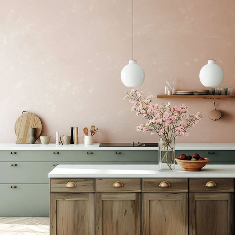 Pink Painted Kitchen Walls, Plaster Pink Kitchen, Dusty Pink Kitchen Walls, Dusky Pink Kitchen Walls, Pink Kitchens Modern, Kitchen Pink Walls, Dusty Rose Kitchen, Dusty Pink Kitchen, Bedrooms Pink