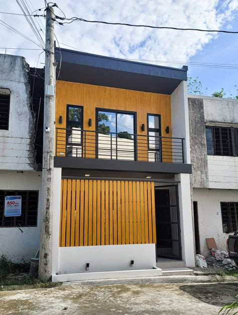 Townhouse Gate Design Philippines, Loft Type House Exterior, Tiny House Facade Design, Townhouse Design Philippines, Loft Type House, Small House Design Philippines, Small House Exteriors, Small Modern House Plans, Home Styles Exterior