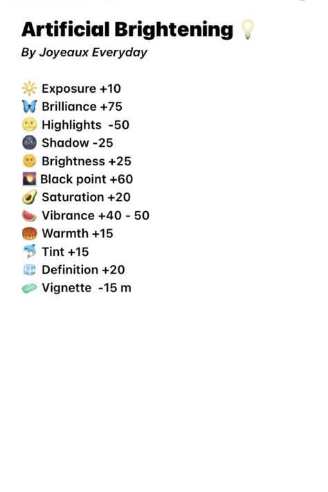 Artificial Brightening💡 Use this filter dim pictures that you want to brighten up or look more vivid✨ You can use your camera roll editing settings to recreate this filter (only works on iOS) 🦋 Comment or message me for recommendations (I read all of them🥑 Brightening Photo Edit, Brighten Photos Iphone, Brighten Pictures Iphone, Iphone Editing Settings, Brighten Photos Iphone Edit, How To Brighten Pictures On Iphone, Vivid Filter Iphone, Iphone Vivid Filter Preset, How To Brighten Photos On Iphone