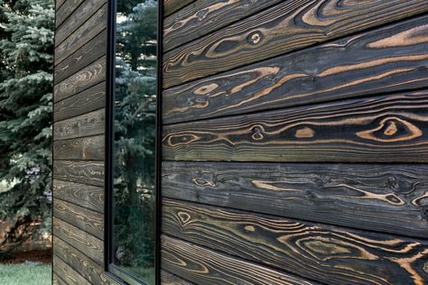 Details of our Pika-Pika with @penofin Ebony oil. Keep your eyes out for a new portfolio project this week! #yakisugi #shousugiban Shou Sugi Ban Siding, Charred Wood Siding, Shiplap Siding, Wood Siding Exterior, Pika Pika, Portfolio Project, Backyard Cottage, Stain On Pine, Barn Interior