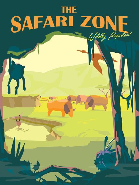 Pokemon Locations, Gameboy Pokemon, Kanto Region, Pokémon Team, Pokemon Poster, Pokemon Regions, Tourism Poster, Safari Adventure, Retro Travel Poster