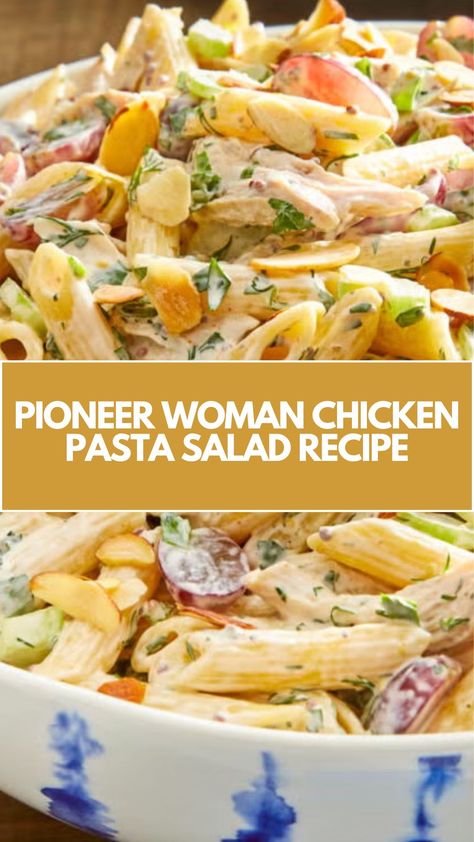 This easy Pioneer Woman Chicken Pasta Salad is a creamy, flavorful dish perfect for a quick lunch or light dinner. Made with tender rotisserie chicken, juicy grapes, and a zesty dressing, it’s both refreshing and satisfying. You can easily customize it with common ingredients, making it a versatile option for any occasion! Rotisserie Chicken Pasta Salad, Chicken Club Pasta Salad, Pioneer Kitchen, Pioneer Woman Chicken, Buffalo Chicken Pasta Salad, Best Chicken Salad Recipe, Chicken Pasta Salad Recipes, Buffalo Chicken Pasta, Chicken Club