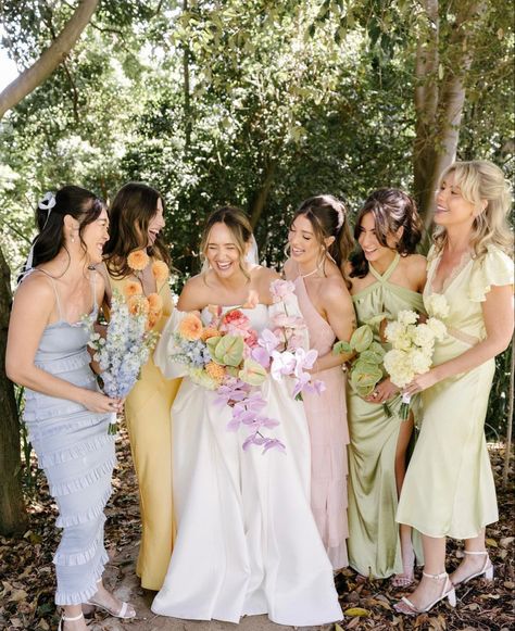 Pastel Colour Bridesmaid Dresses, Pastel Garden Party, Pastel Bridesmaids, Pastel Garden, Pastel Bridesmaid Dresses, May Weddings, Melbourne Wedding, Future Wedding Plans, Garden Party Wedding