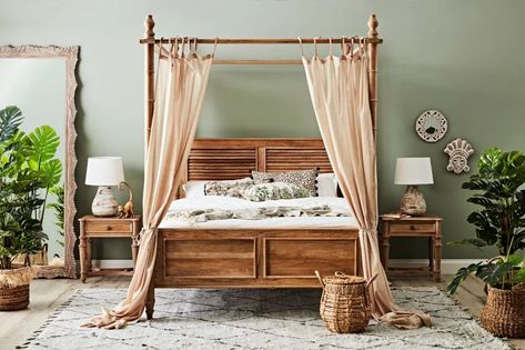 Four Poster Bed With Curtains, 4 Poster Bed Canopy, King Canopy Bed, Queen Canopy Bed, Early Settler, Four Poster Bed, At Home Furniture Store, King Bed Frame, Queen Bed Frame