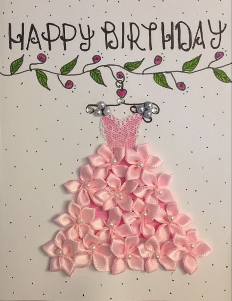 Barbie Birthday Card Diy, Princess Birthday Cards Diy, Princess Birthday Cards Handmade, Birthday Card Princess, Ballerina Birthday Card Diy, Hobby Studio, Origami Dresses, Paper Folding Crafts, Hand Beaded Embroidery