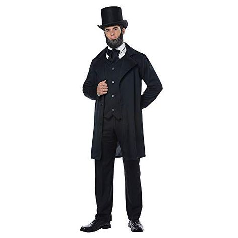 Abe Lincoln Costume, Abraham Lincoln Costume, Frederick Douglas, Men's Costumes, Black Necktie, California Costumes, White Collared Shirt, Frederick Douglass, Costume Store