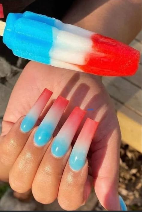 Red Ombre Nails, Patriotic Nails, Fourth Of July Nails, 4th Of July Nails, Blue Magic, Short Acrylic, July Nails, Acrylic Nails Coffin Short, Summer Acrylic Nails