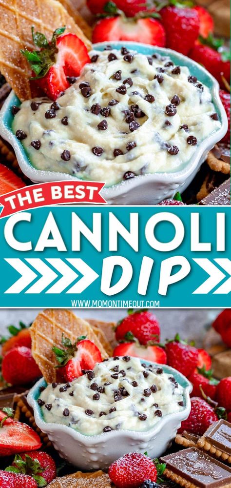 Delicious, creamy Cannoli Dip is the perfect sweet treat for your next get together. Made with just 5 ingredients, this delicious dip is better than classic Cannolis and SO much easier! The perfect no bake dessert! // Mom On Timeout Cannoli Dip Recipe, Sweet Dip, Dessert Dip Recipes, Cannoli Dip, Mom On Timeout, Sweet Dips, Dessert Dips, Yummy Dips, Dip Recipe