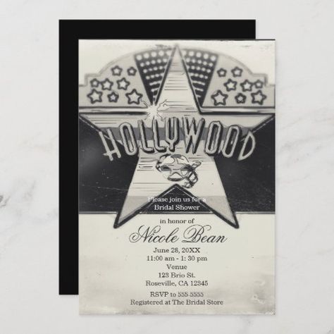 $3.45 | Vintage Old Hollywood Black & White Invitations #glam, glamour, engagement, wedding, sketched, elegant, bridal, shower, birthday, party Hollywood Invitations, Old Hollywood Prom, Old Hollywood Party, Black White Invitation, Vintage Old Hollywood, Old Hollywood Theme, Old Hollywood Aesthetic, Hollywood Birthday, Hollywood Aesthetic