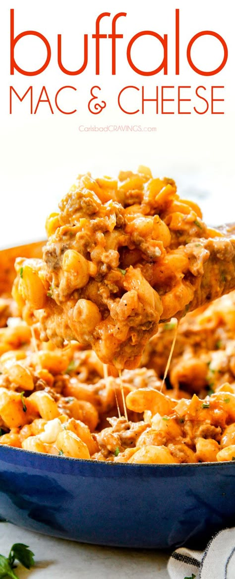 20 MINUTE Buffalo Mac and Cheese boasts rich, creamy, cheesy sauce spiked with Buffalo Sauce with completely customizable heat - WITHOUT making a roux, heavy cream or butter!    #pasta #pastafoodrecipes #pastarecipes #buffalo #dinner #dinnerrecipes #dinnerideas #dinnertime #macandcheese #easyrecipe #easydinner #30minutemeals #recipes #recipeoftheday #recipeoftheday #recipeideas Buffalo Dinner, Buffalo Mac And Cheese Recipe, Buffalo Mac And Cheese, Hot Wing Sauces, Carlsbad Cravings, Butter Pasta, Mac And Cheese Recipe, Cheesy Sauce, Fettuccine Alfredo