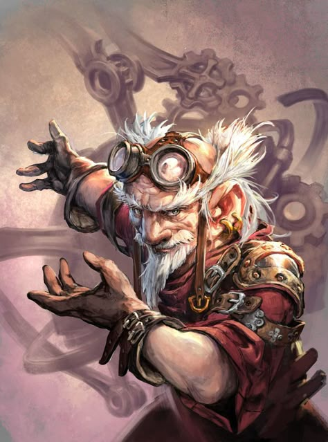 Gnome Engineer, Jesper Ejsing, Gnome Dnd, Steampunk Characters, Warcraft Art, Heroic Fantasy, Fantasy Portraits, Fantasy Races, Dungeons And Dragons Characters