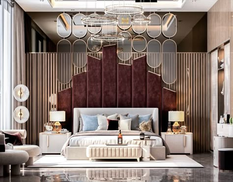 Neoclassical Bedroom Design Luxury, Royal Look Bedroom Design, Luxurious Bed Design, Luxury Bedroom Master Luxurious Bedrooms Master Modern, Double Height Bedroom, Luxury Guest Bedroom Design, Most Luxurious Bedrooms, Behance Interior Bedroom, Luxury Hall Design