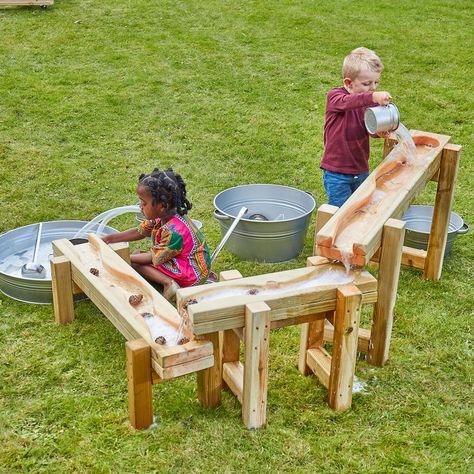 Outdoor Sand & Water Play | Educational Equipment Supplies Wooden Water Features, Diy Water Play For Kids, Nature Play Backyard, Outdoor Classroom Ideas, Diy Outdoor Play, Kids Water Play, Natural Play Spaces, Outdoor Play Space, Play Area Backyard