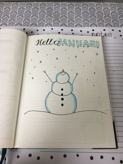 Bujo January, January Bujo, Winter Doodles, January Journal, Practice Handwriting, February Bullet Journal, January Bullet Journal, Bullet Journal Set Up, Bullet Journal Ideas Templates