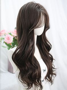 Long Black Wavy Hair With Bangs, Asian Layered Hair Long, Wavy Long Hair With Bangs, Cute Hairstyles Wavy, Long Wavy Hairstyles With Bangs, Natural Wigs For Black Women, Hair Styles Wavy Hair, Brown Wedding Hair, Cute Wavy Hairstyles