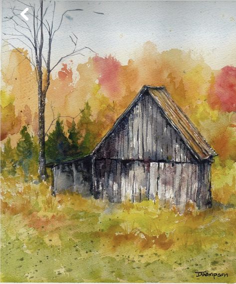 Old Barn Paintings, Imaginative Painting, Virginia Landscape, Barn Drawing, Beautiful Paintings Of Nature, Autumn Things, Watercolor Barns, Color Paints, Birch Tree Art