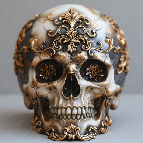 Premium Photo | Human skull made of gold and wood Gold Skull Decor, Skull Illustration, Skull Painting, Gold Skull, Skull Decor, Human Skull, Gold Wood, Color Shapes, Skull Art