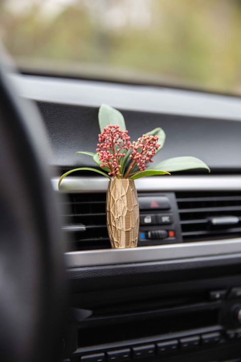 Mini vase car accessory for air vent / bio based / natural air freshener / zero waste / perfect gift - Menoitios - by NewAntheia on Etsy Car Vase, Galaxy Car, Boho Car Accessories, Gold Car, Natural Air Freshener, Purple Car, Grey Car, Silver Car, Cozy Boho