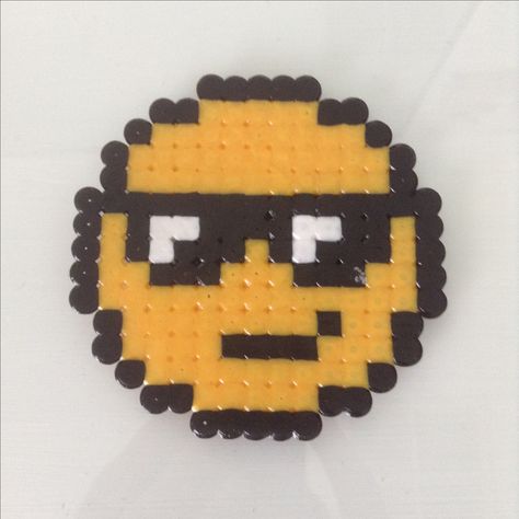 Sunglasses Emoji Deal With It Glasses Perler Beads, Emoji Beads Pattern For Hair, Sunglasses Beads, Sunglasses With Beads, Emoji Beads Pattern, Sunglasses Pixel Art, Perler Beads Emoji Faces, Hama Mario, Sunglasses Emoji