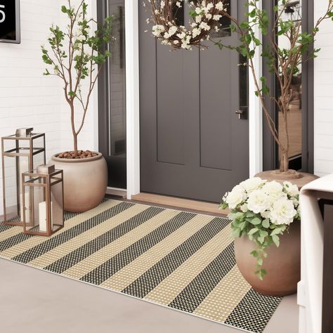 PRICES MAY VARY. [Safe Cotton Material Rug] Our outdoor rug are made of thick and durable cotton fabric. Using environmentally friendly and safe fabric, hand woven, without loose or curled edges, non fading [Perfect Size for Hello Doormat] We have various sizes to choose from. The small washable rug can be perfectly placed on the front door as a welcome mat or used as a double-layer door mat. Easily add atmosphere and color to your porch [Easy to Clean] Just vacuum or shake our porch rug to keep Front Door Rugs Outdoor Ikea, Runners And Door Mats, Layered Door Mats For Fall, Front Door Mat Outside, Where Do You Put The Doormat On French Doors, Front Door Double Mat, Farmhouse Double Door Mat, Front Door Wood Signs Front Porch, Modern Farmhouse Front Porch Door