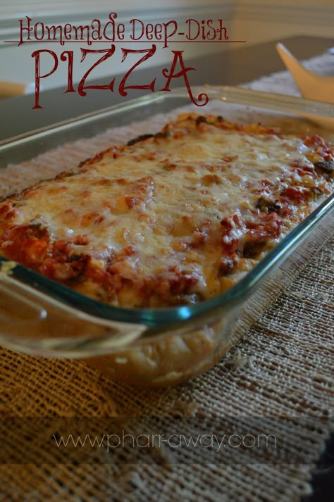 Homemade Deep-Dish Pizza Individual Deep Dish Pizza, Rhodes Deep Dish Pizza, Healthy Deep Dish Pizza, Bisquick Deep Dish Pizza Recipe, Rhodes Rolls Deep Dish Pizza, Easy Deep Dish Pizza, Homemade Deep Dish Pizza, Deep Dish Pizza Casserole, Deep Dish Pizza Recipe