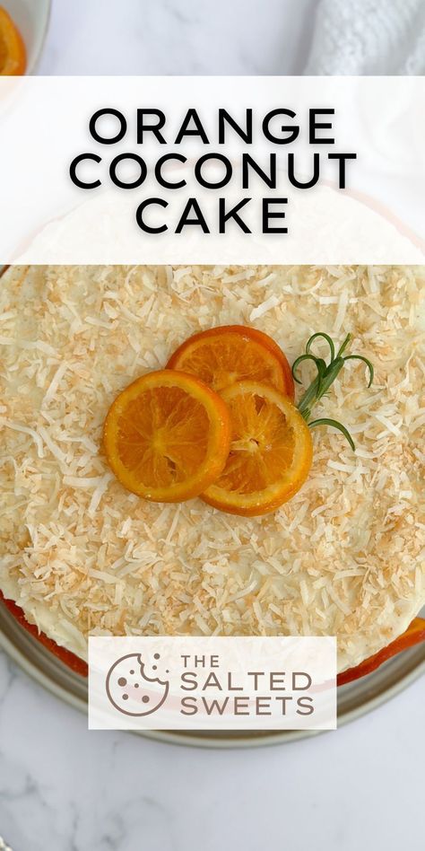 This orange coconut cake is a moist, light orange flavored cake with a brown butter and cream cheese frosting and bit of orange zest and toasted coconut. It's so soft and tender with a perfect orange and coconut flavor. Orange Coconut Cake, Orange Flavoured Cake, Spring Cakes Recipes, Coconut Cream Cheese Frosting, Creamsicle Cake, Cake Leveler, Tools Cake, Orange Cake Recipe, Winter Fruit